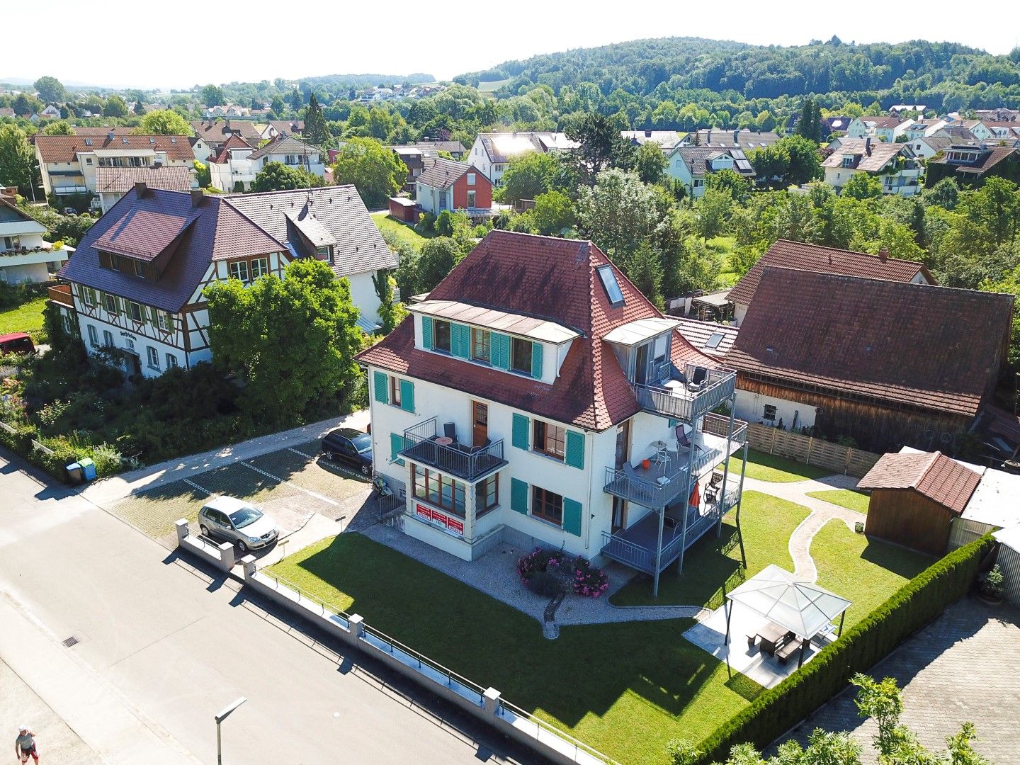 Das Haus Pfahlbaublick mit Garten von oben